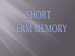 SHORT TERM MEMORY