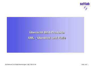 Übersicht BEA Produkte XML - Überblick und Rolle