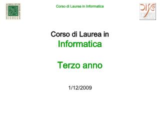 Corso di Laurea in Informatica Terzo anno