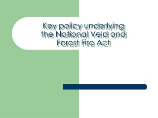 Key policy underlying the National Veld and Forest Fire Act