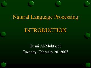 Natural Language Processing INTRODUCTION