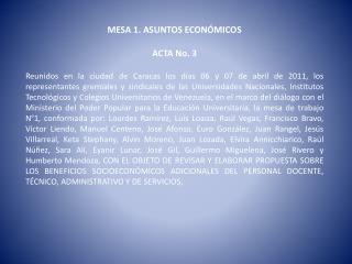 MESA 1. ASUNTOS ECONÓMICOS ACTA No. 3