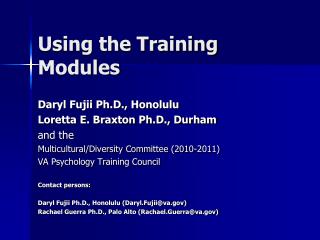 Using the Training Modules