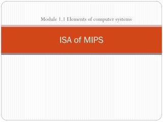 ISA of MIPS