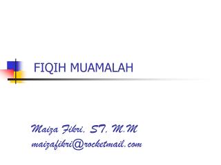 FIQIH MUAMALAH