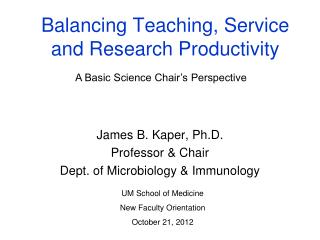 Balancing Teaching, Service and Research Productivity
