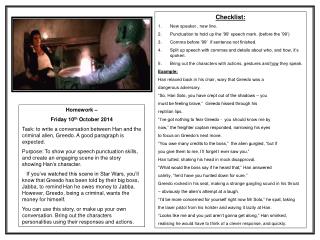 Homework – Friday 10 th October 2014