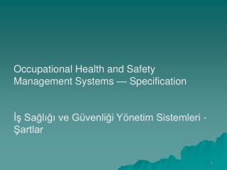 Occupational Health and Safety Management Systems — Specification