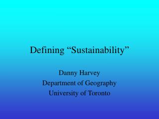 Defining “Sustainability”