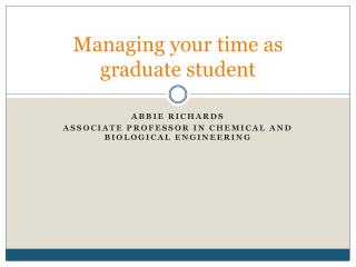 Managing your time as graduate student