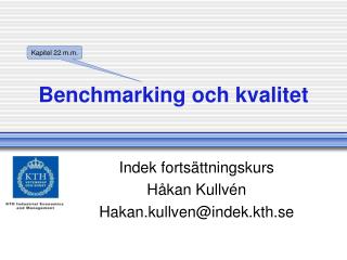 Benchmarking och kvalitet