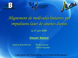 Alignement de molécules linéaires par impulsions laser de courtes durées