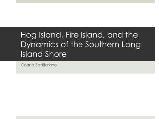 Hog Island, Fire Island, and the Dynamics of the Southern Long Island Shore