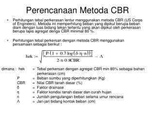 Perencanaan Metoda CBR