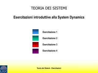 TEORIA DEI SISTEMI Esercitazioni introduttive alla System Dynamics