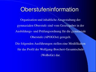 Oberstufeninformation