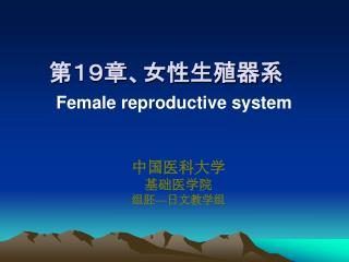 第１９章、女性生殖器系 Female reproductive system