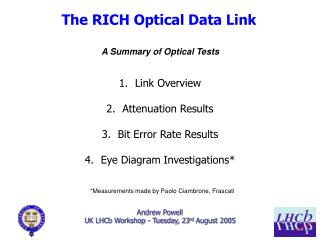 Andrew Powell UK LHCb Workshop - Tuesday, 23 rd August 2005