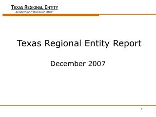 Texas Regional Entity Report