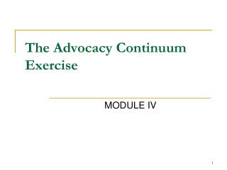 The Advocacy Continuum Exercise