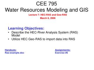 CEE 795 Water Resources Modeling and GIS