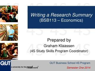 Writing a Research Summary (BSB113 – Economics)