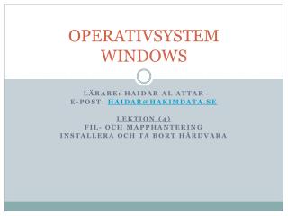 OPERATIVSYSTEM WINDOWS