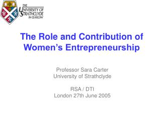 The Role and Contribution of Women’s Entrepreneurship