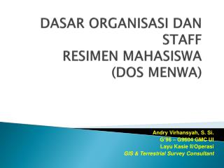 DASAR ORGANISASI DAN STAFF RESIMEN MAHASISWA (DOS MENWA)