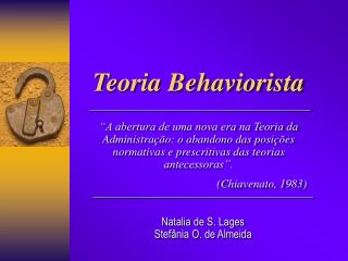 Teoria Behaviorista