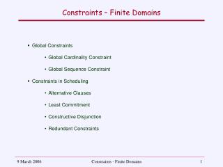Constraints – Finite Domains