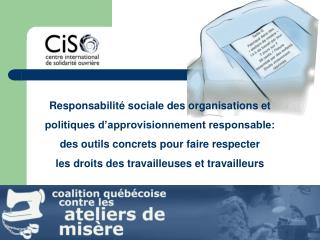 Responsabilité sociale des organisations et politiques d’approvisionnement responsable: