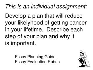 Develop a plan that will reduce your likelyhood of getting cancer