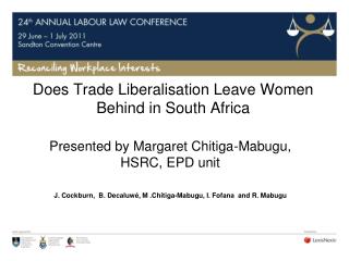 Does Trade Liberalisation Leave Women Behind in South Africa