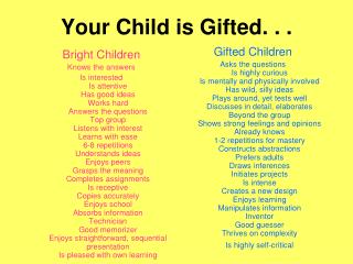Your Child is Gifted. . .