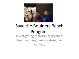 Save the Boulders Beach Penguins