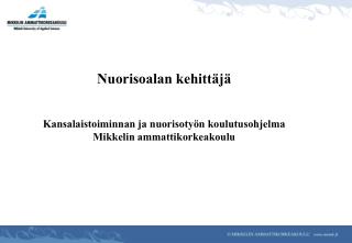 Nuorisoalan kehittäjä Kansalaistoiminnan ja nuorisotyön koulutusohjelma