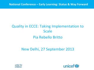 National Conference – Early Learning: Status &amp; Way Forward