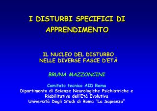 I DISTURBI SPECIFICI DI APPRENDIMENTO