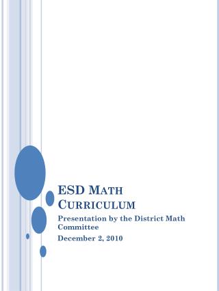 ESD Math Curriculum