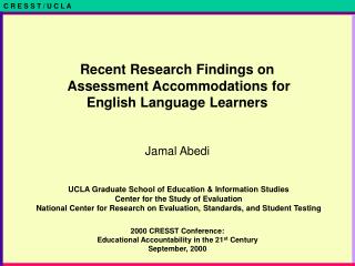 Recent Research Findings on Assessment Accommodations for English Language Learners