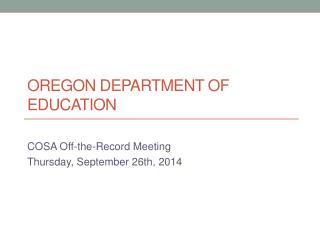Oregon department of education