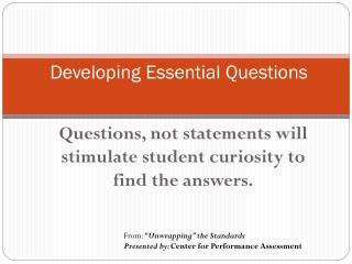 Developing Essential Questions