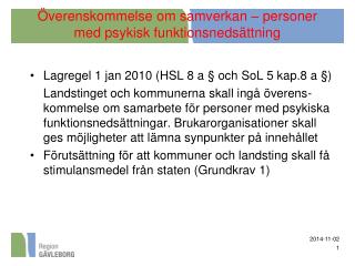 Överenskommelse om samverkan – personer med psykisk funktionsnedsättning