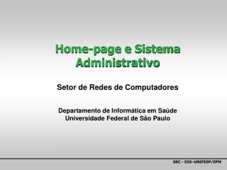 Home-page e Sistema Administrativo