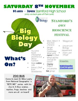 SATURDAY 8 TH N OVEMBER 10am – 3pm Stamford High School (entry via back gate off Park Lane)