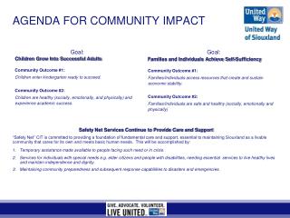 AGENDA FOR COMMUNITY IMPACT