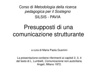 Presupposti di una comunicazione strutturante