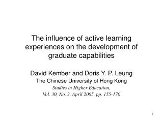 The influence of active learning experiences on the development of graduate capabilities
