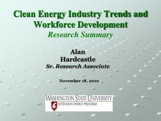 Clean Energy Industry Trends and Workforce Development Research Summary